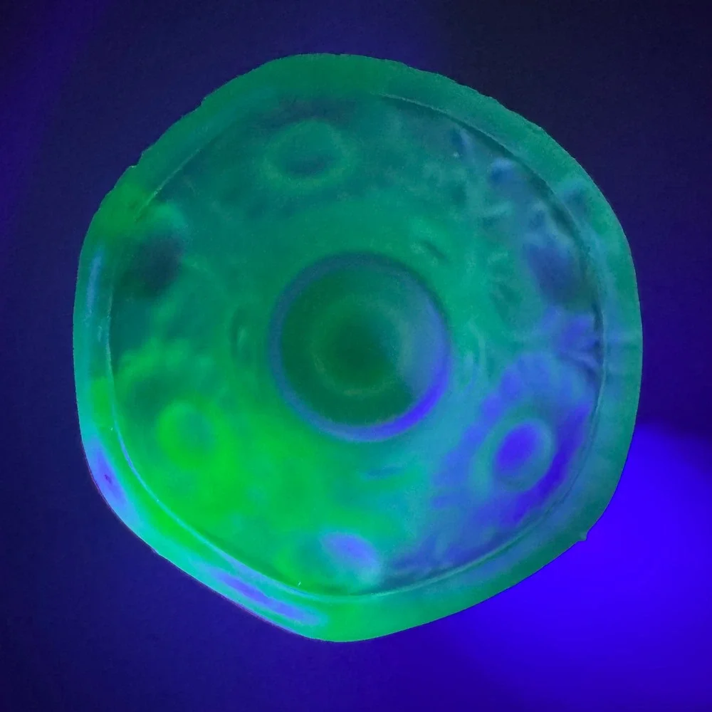 Vintage Green Uranium Glass Floral Satin Frosted Brass Candle Holder 5 1/2